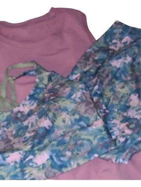 Freely Floral Activewear Set with Pink Top 1x/2x Top Sports Bra Leggings